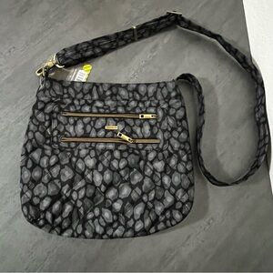 NEW Travelon Anti-Theft Classic Medium Travel Crossbody Bag, Black Leopard Print